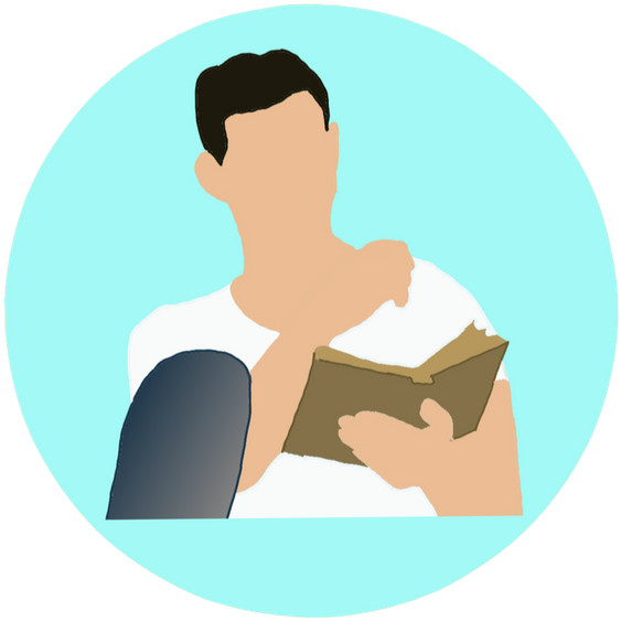 Man Reading Book Vector Illustration PNG