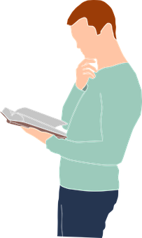 Man Reading Book Vector PNG