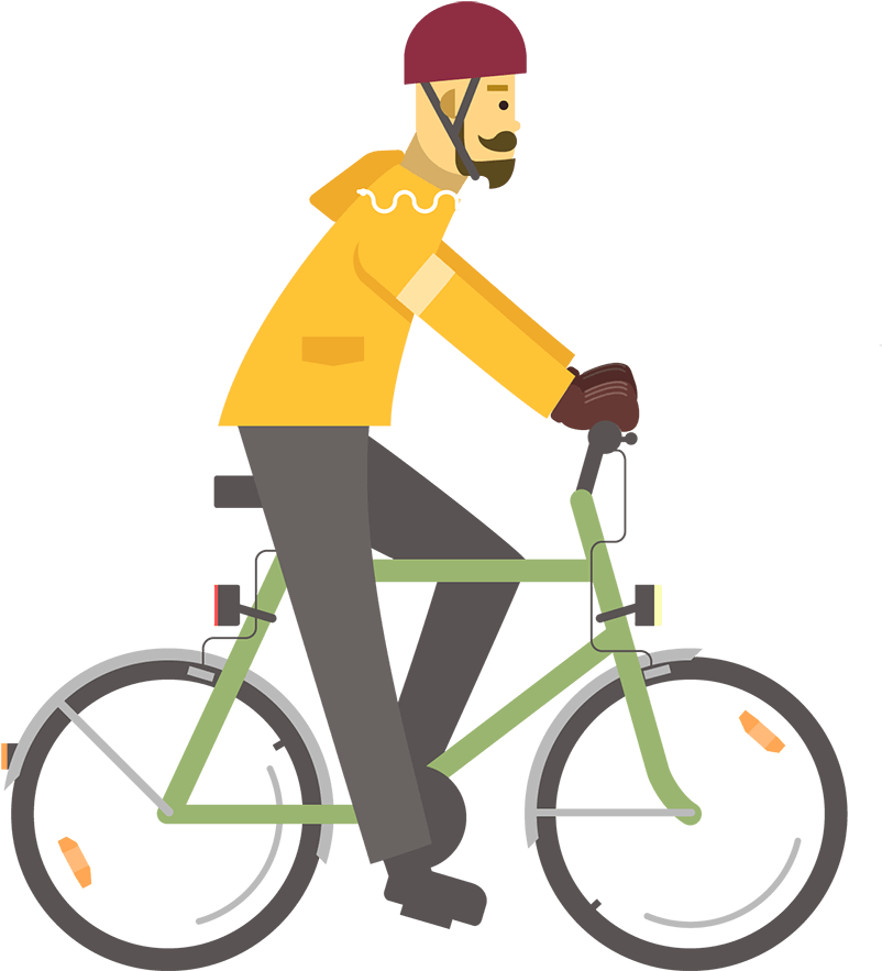 Man Riding Bicycle Illustration PNG