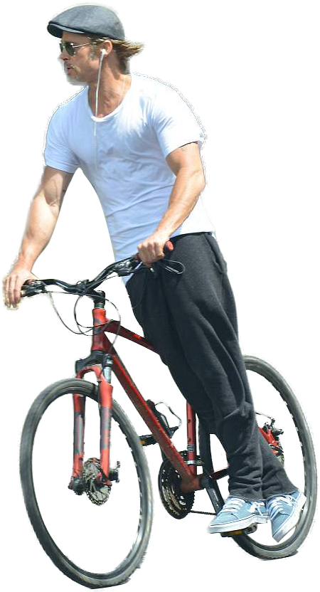Man Riding Bicycle Outdoors PNG
