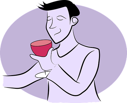 Man Savoring Wine Cartoon PNG