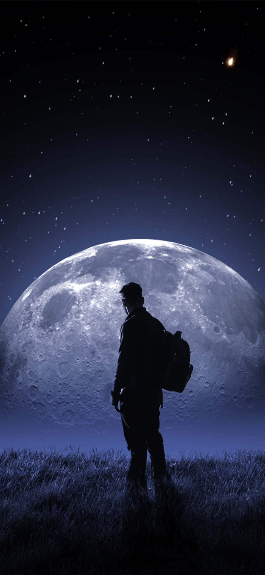 Mannsilhouette Nachthimmel Mond Wallpaper