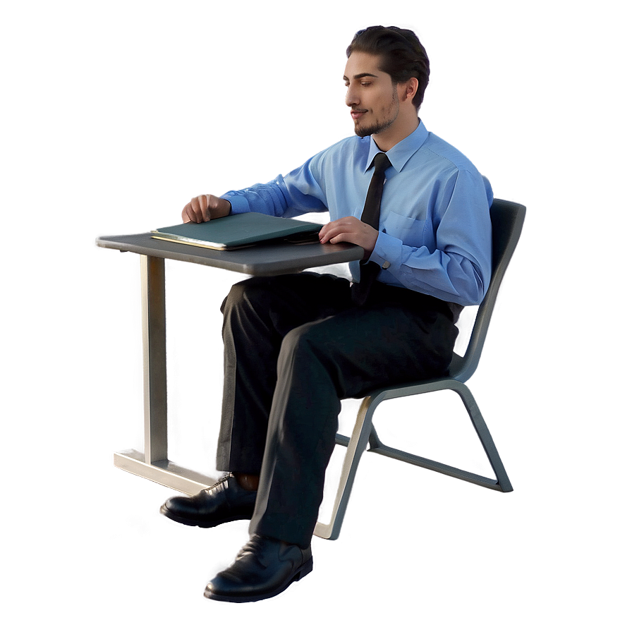 Man Sitting At Desk Png 06122024 PNG