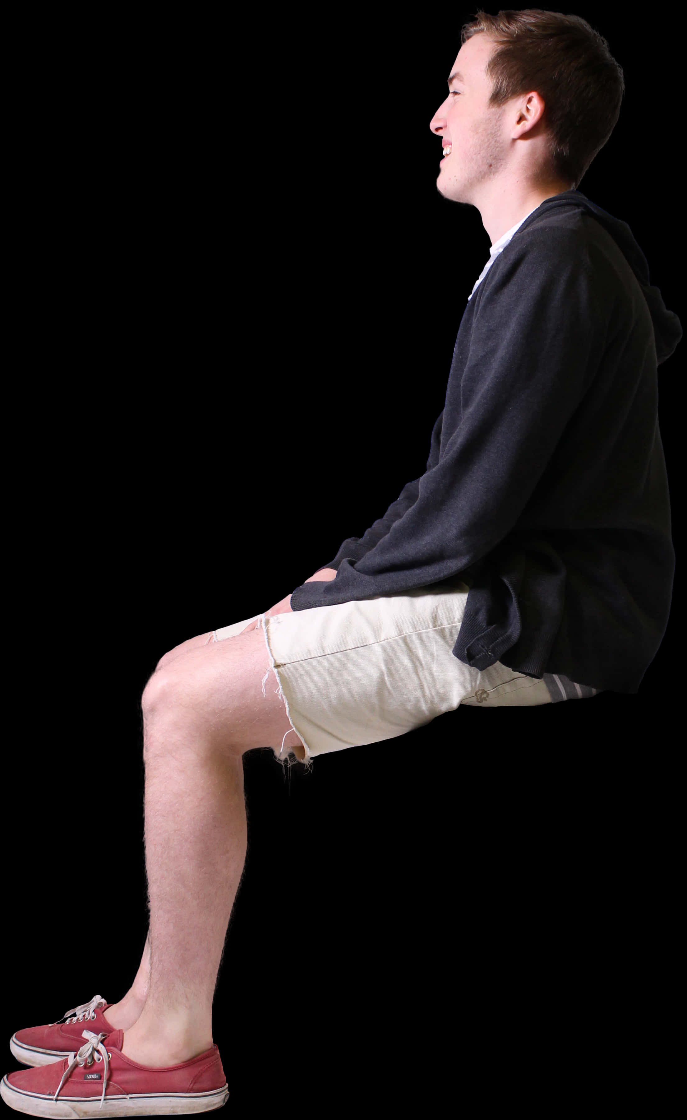Man Sitting Invisible Chair PNG