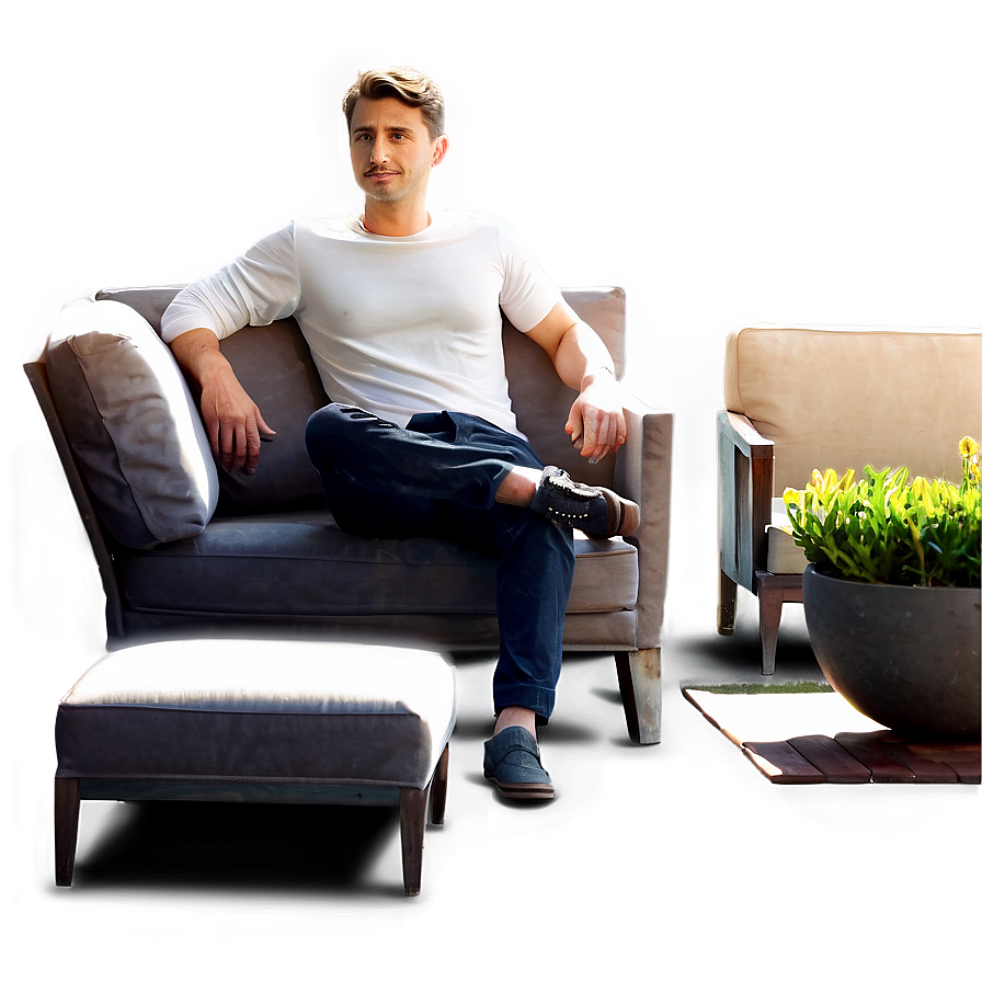 Man Sitting On Sofa Png Omj67 PNG