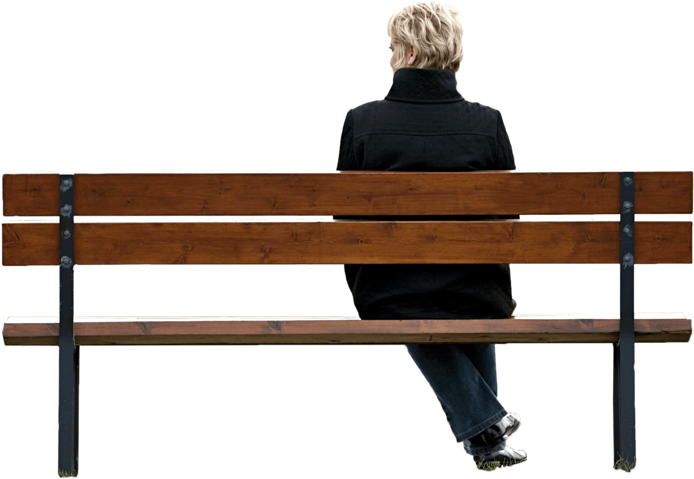 Man Sittingon Park Bench Isolated PNG