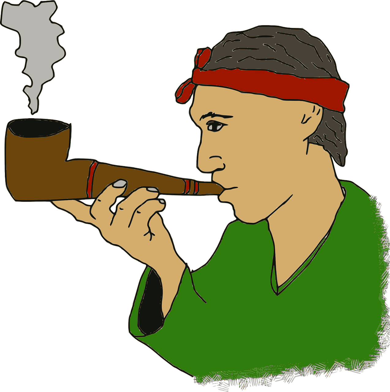 Man Smoking Pipe Illustration PNG