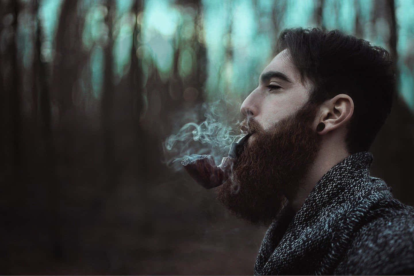 Man Smoking With Sadness Wallpaper