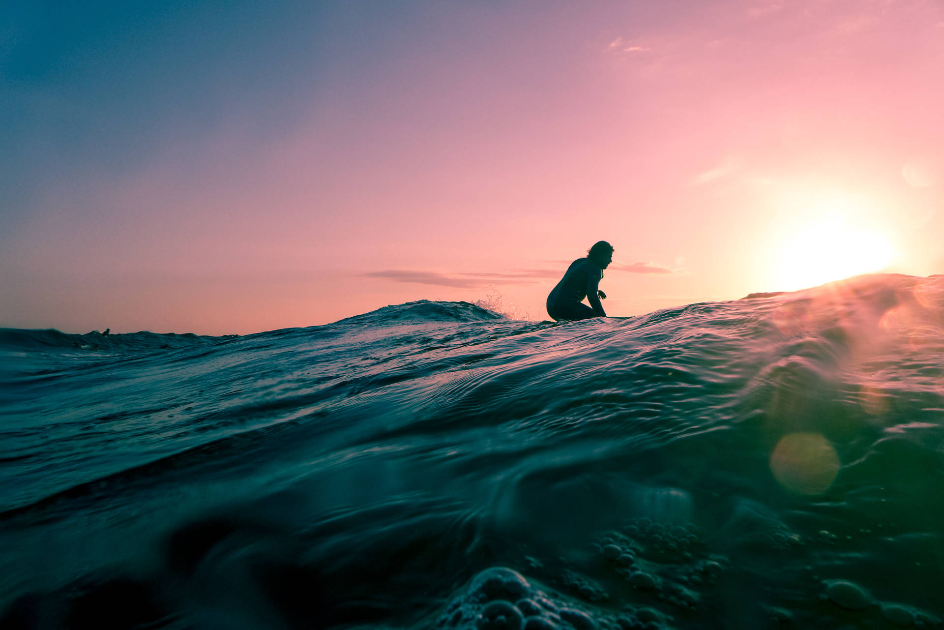 Man Surfing In Cool Water Wallpaper