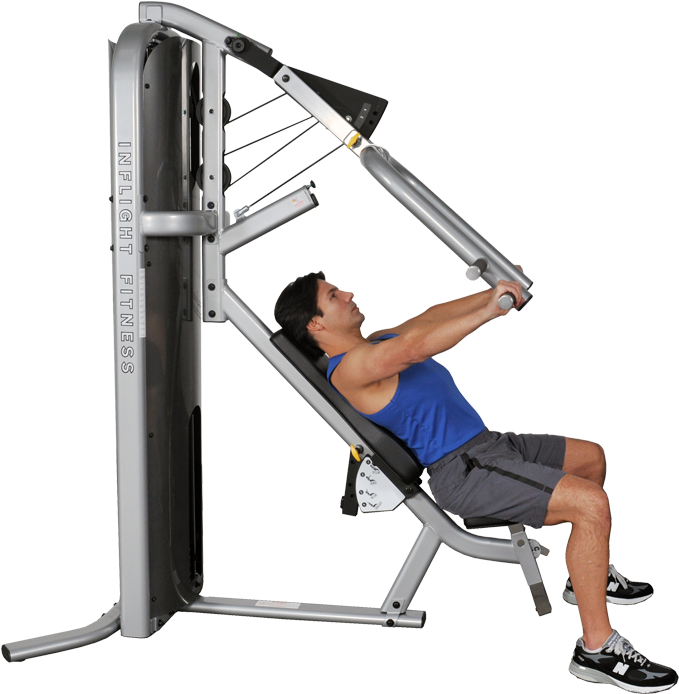 Man Using Chest Press Machineat Gym PNG