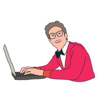 Man Using Laptop Cartoon PNG