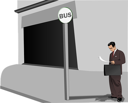 Man Waitingat Bus Stop PNG