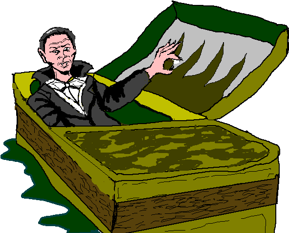 Man Waking Up In Coffin Illustration PNG