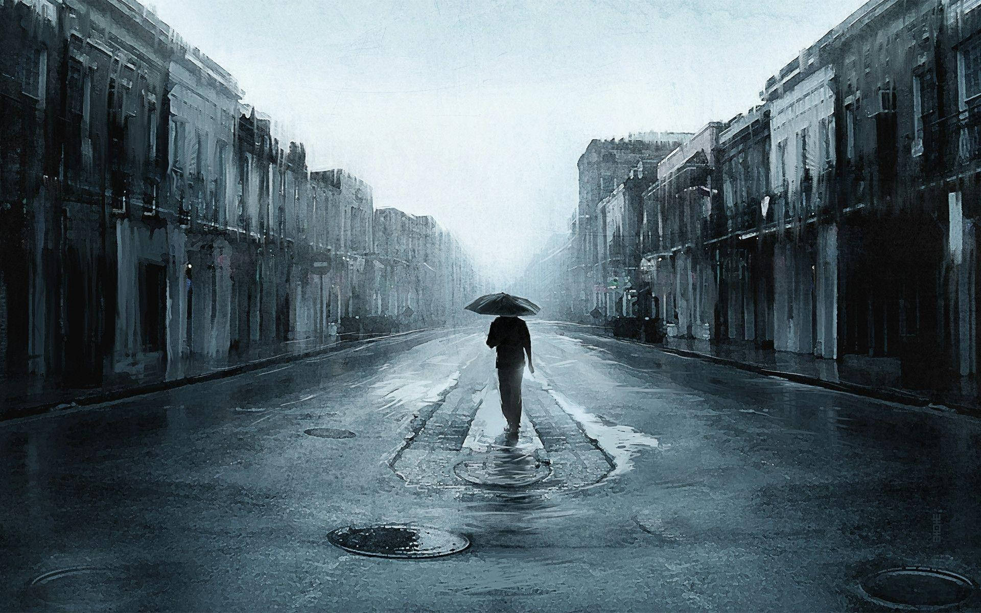 Man Walking Most Beautiful Rain
