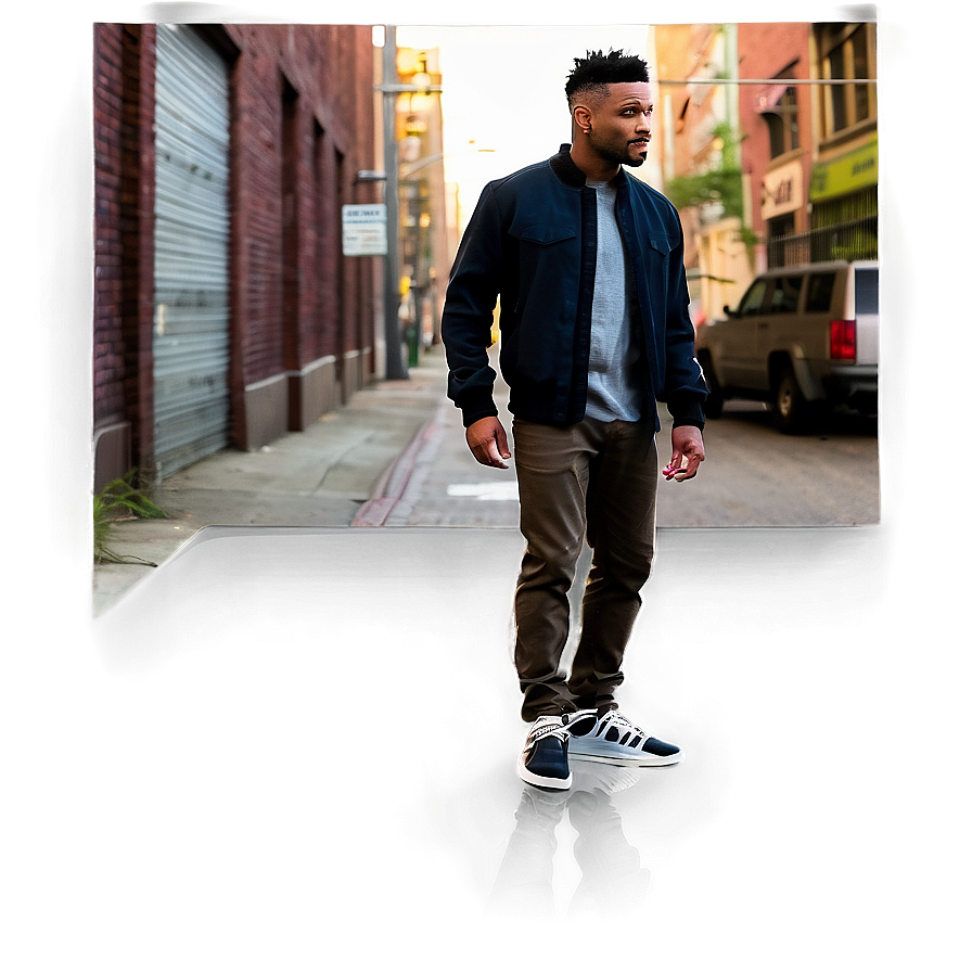 Man Walkingin Urban Alley PNG