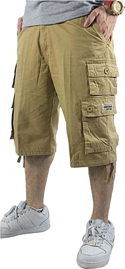Man Wearing Cargo Shorts PNG