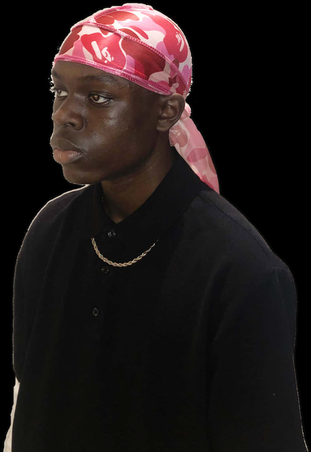 Download Man Wearing Pink Camouflage Durag | Wallpapers.com