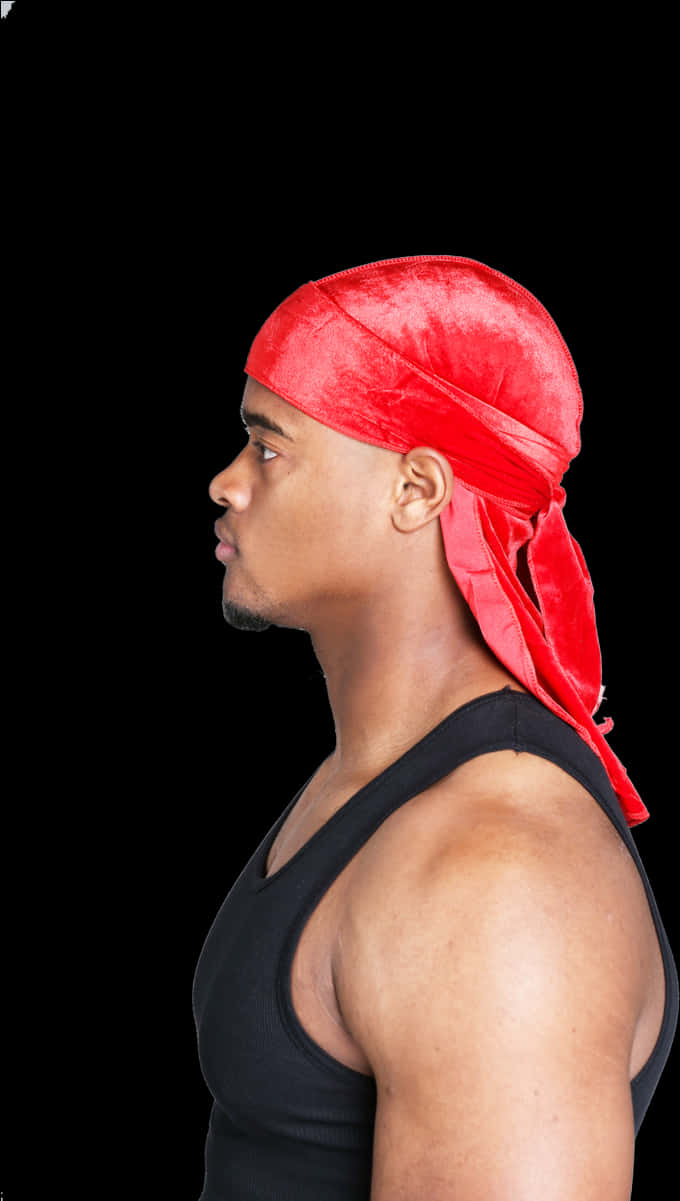 Man Wearing Red Durag Profile PNG