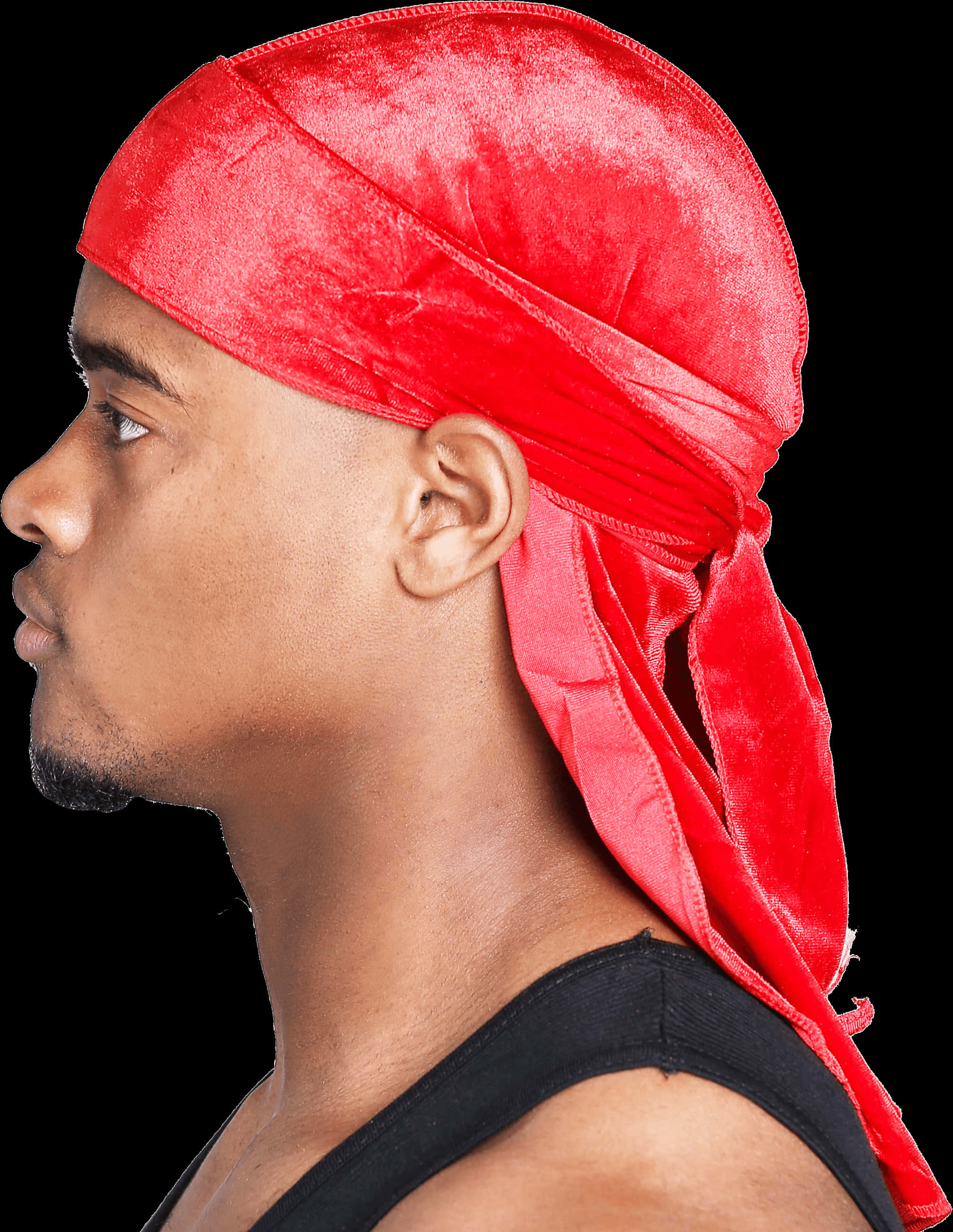 Man Wearing Red Durag Profile View PNG