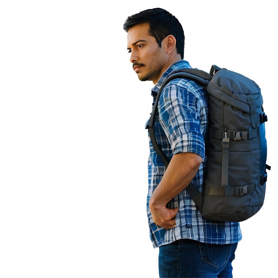 Man With Backpack Png 05042024 PNG