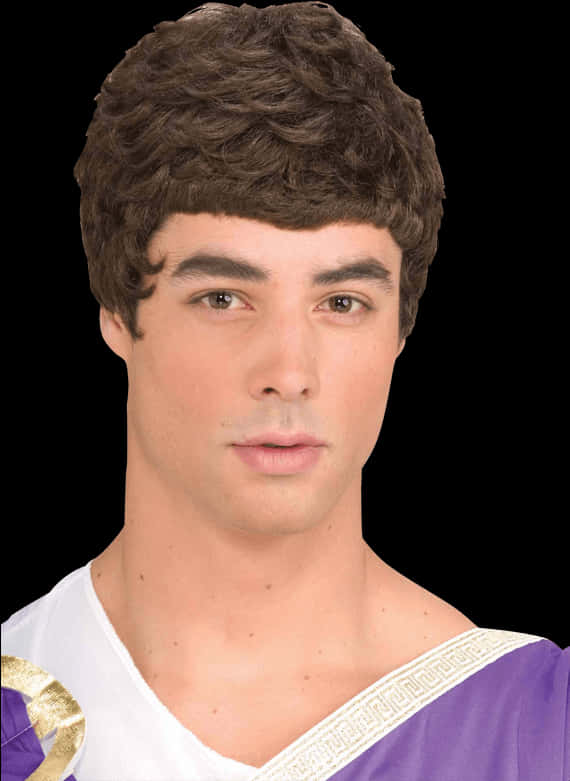Man_with_ Brown_ Curly_ Wig PNG