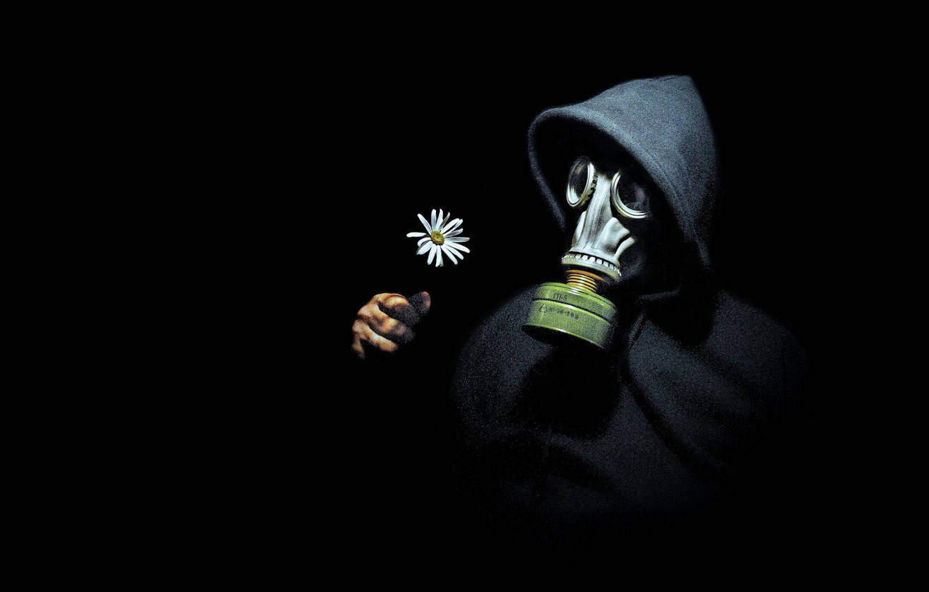 Man With Green Gas Mask Wallpaper