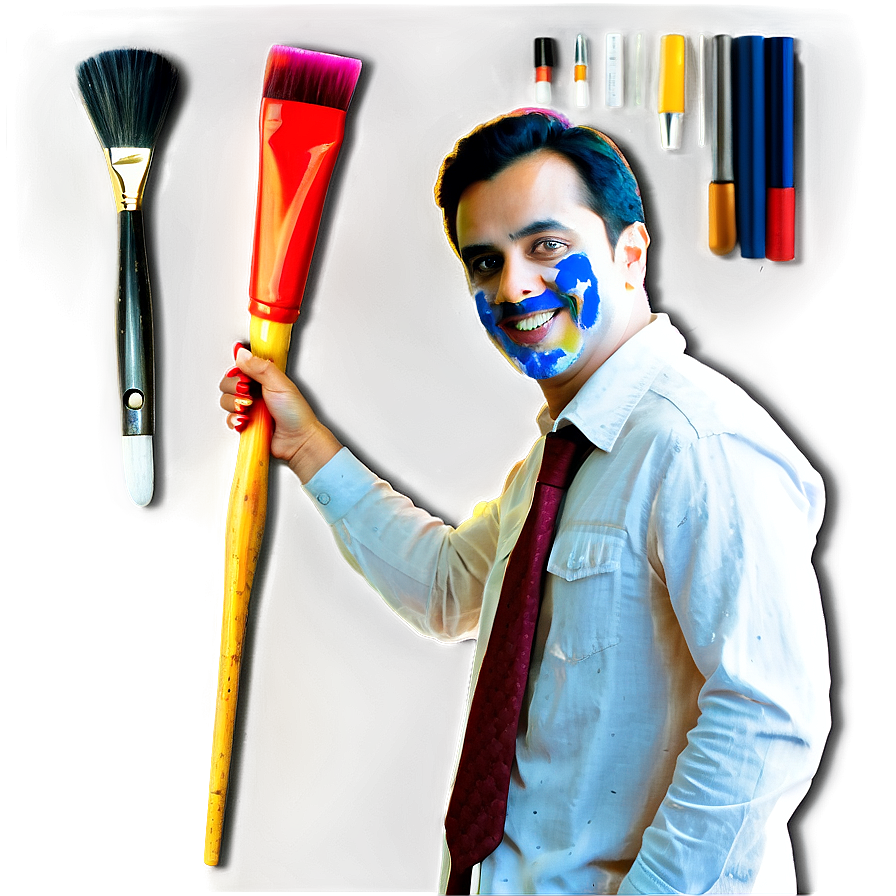 Man With Paintbrush Png 05042024 PNG