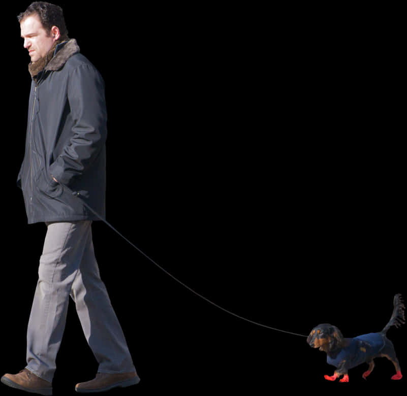 Manand Dog Walking Together PNG