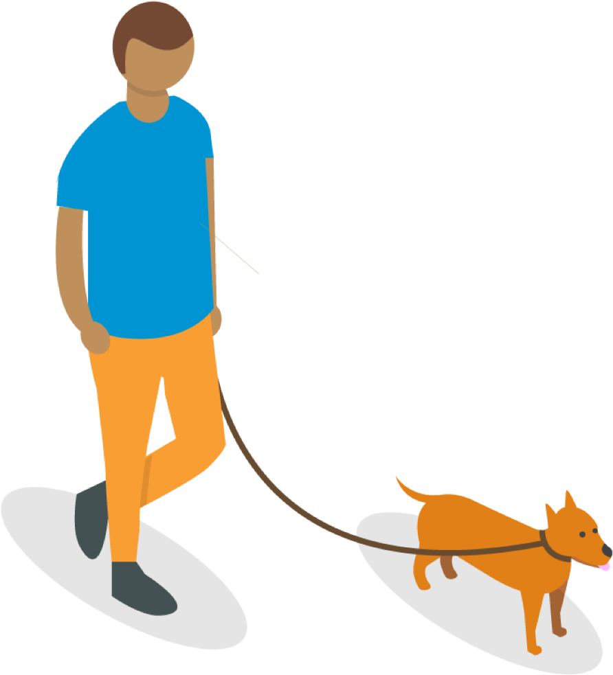 Manand Dog Walking Vector PNG