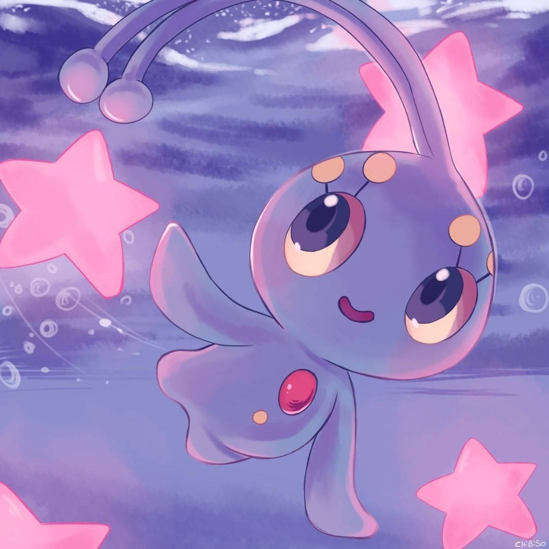 Manaphy With Pink Stars Wallpaper