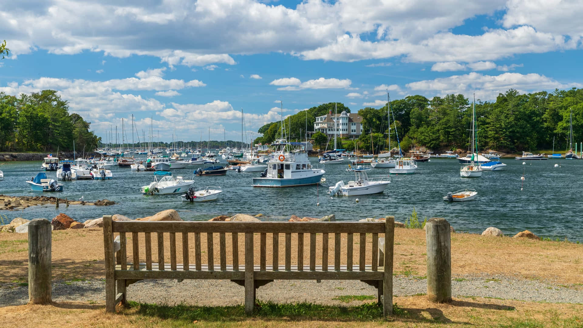 Manchester By The Sea Marina Uitzicht Achtergrond