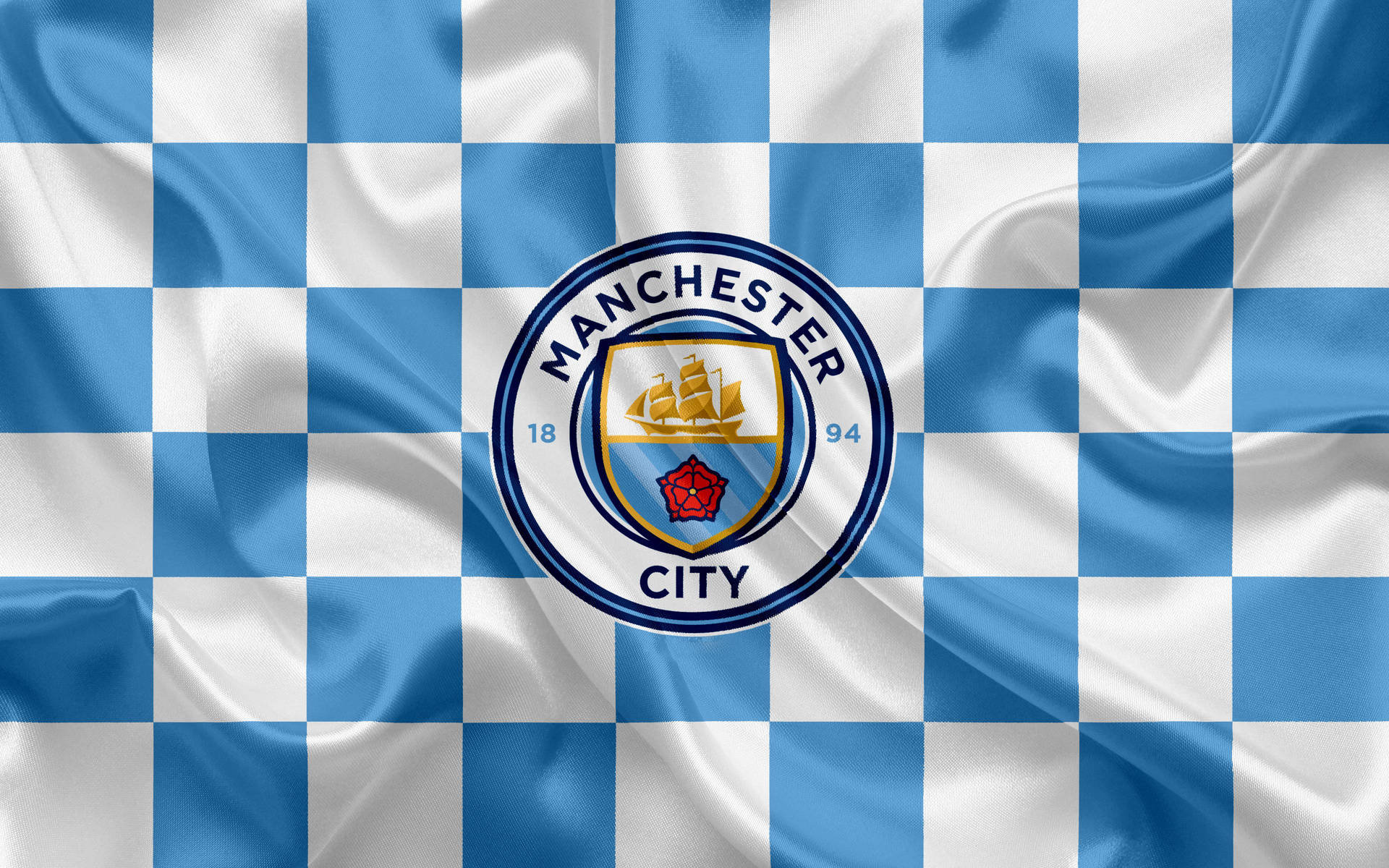 Manchester City 4k Checkered Flag Wallpaper