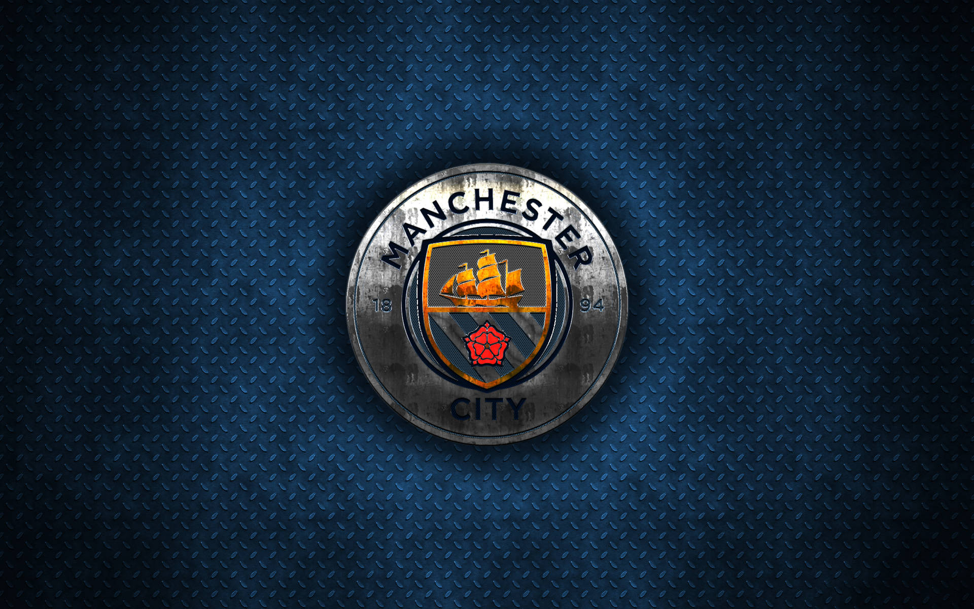 Manchester City 4k Grunge Metal Grate Background