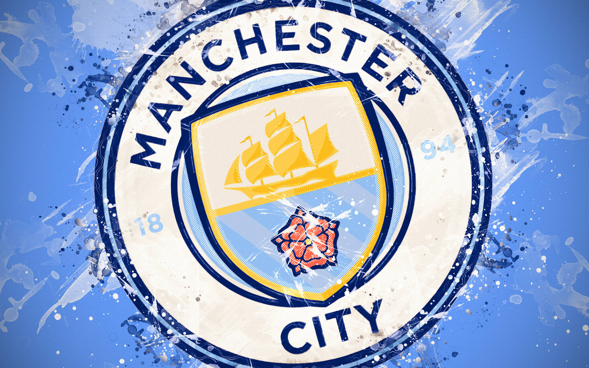 Manchester City 4k Stained Badge Background