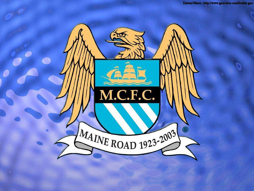 Manchestercity Fc Logo Über Strukturiertem Blauem Hintergrund. Wallpaper