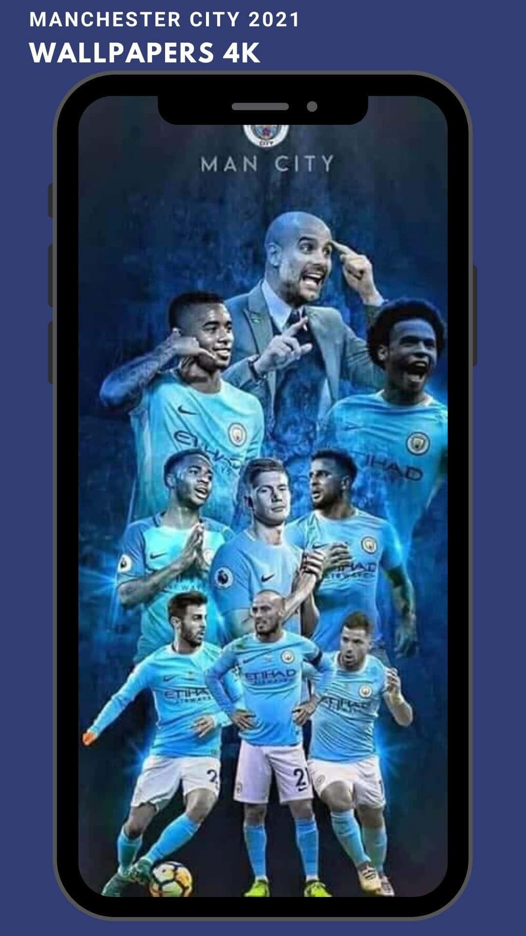 Holensie Sich Den Manchester City-look Auf Ihrem Iphone. Wallpaper