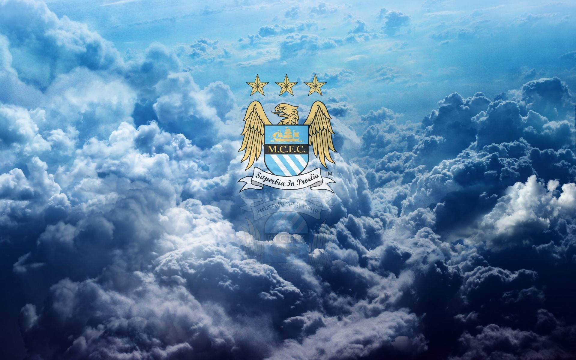 Manchester City Logo Above The Clouds Background