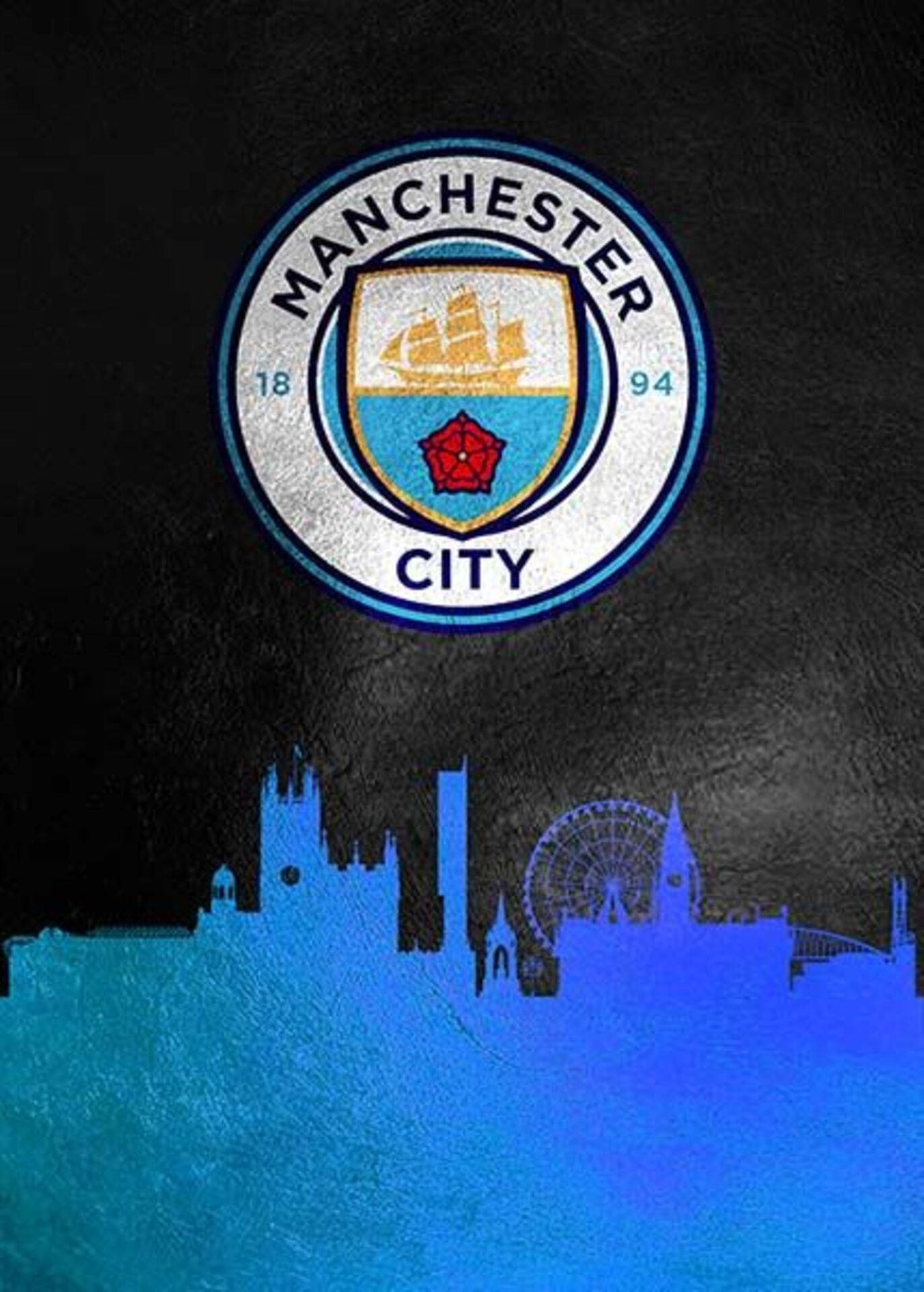 Manchester City Logo And Skyline Background