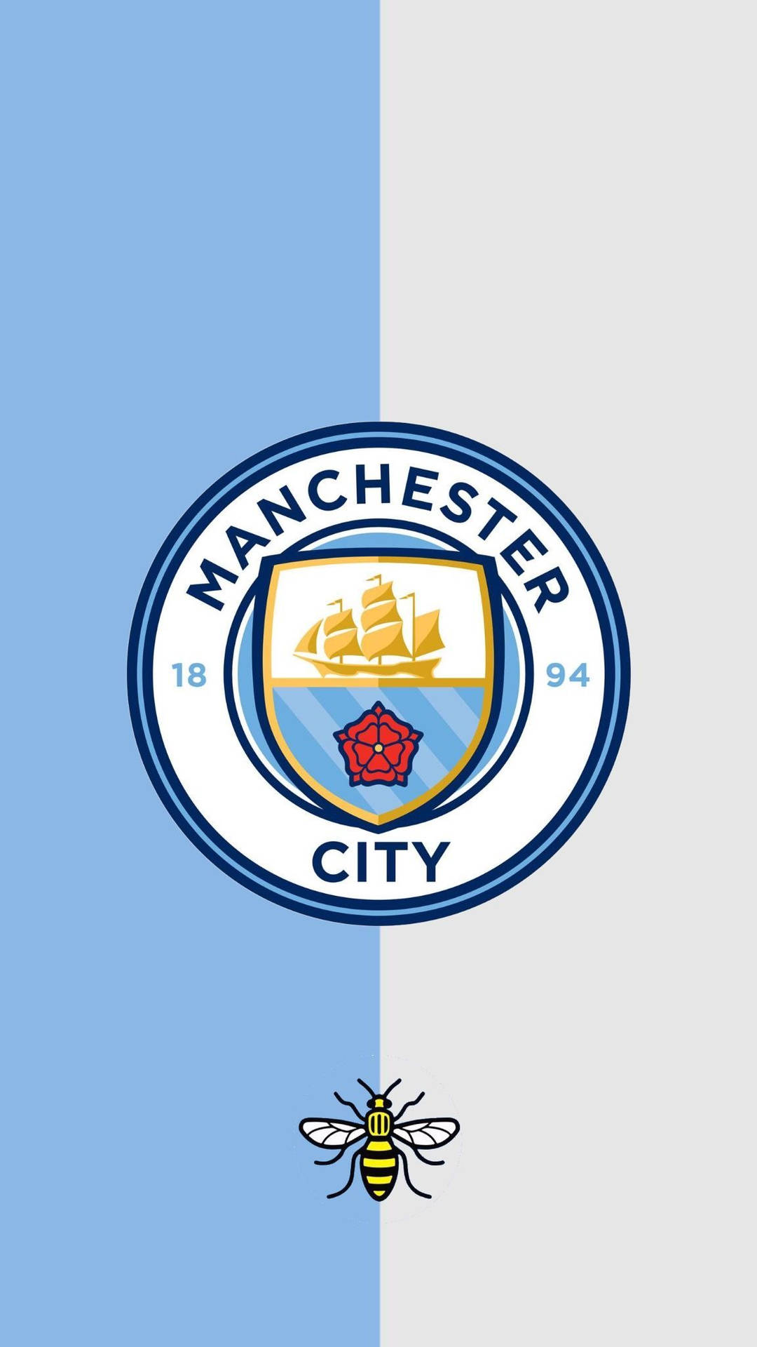 Manchester City-logo Med Arbejderbi-symbol Wallpaper