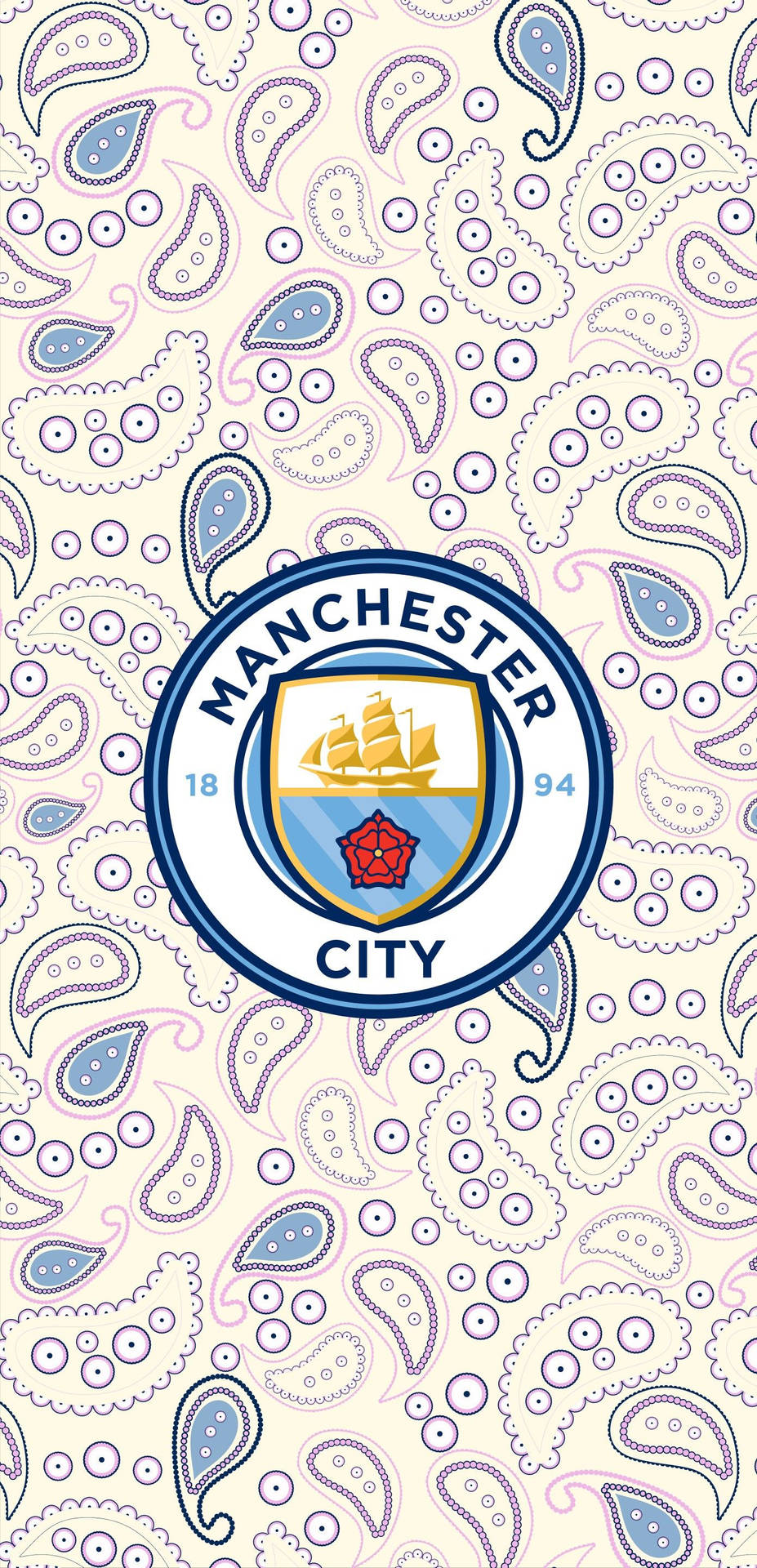Manchester City Logo on vibrant Paisley background Wallpaper