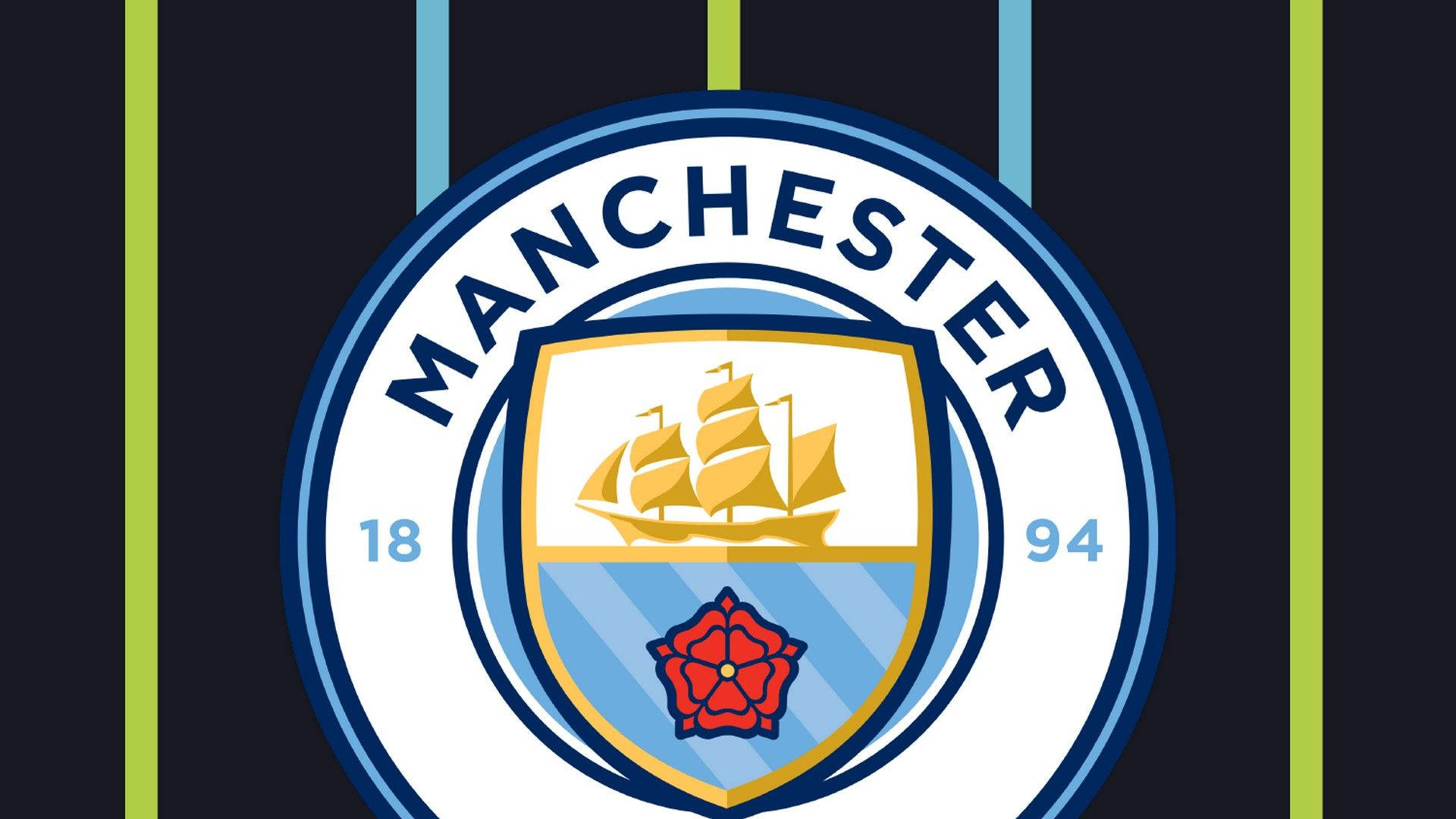 Manchester City Logo On Stripes Background