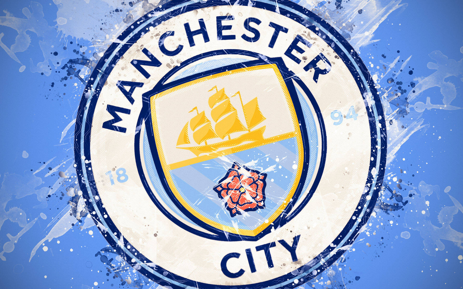 Manchester City Logo Paint Aesthetic Background