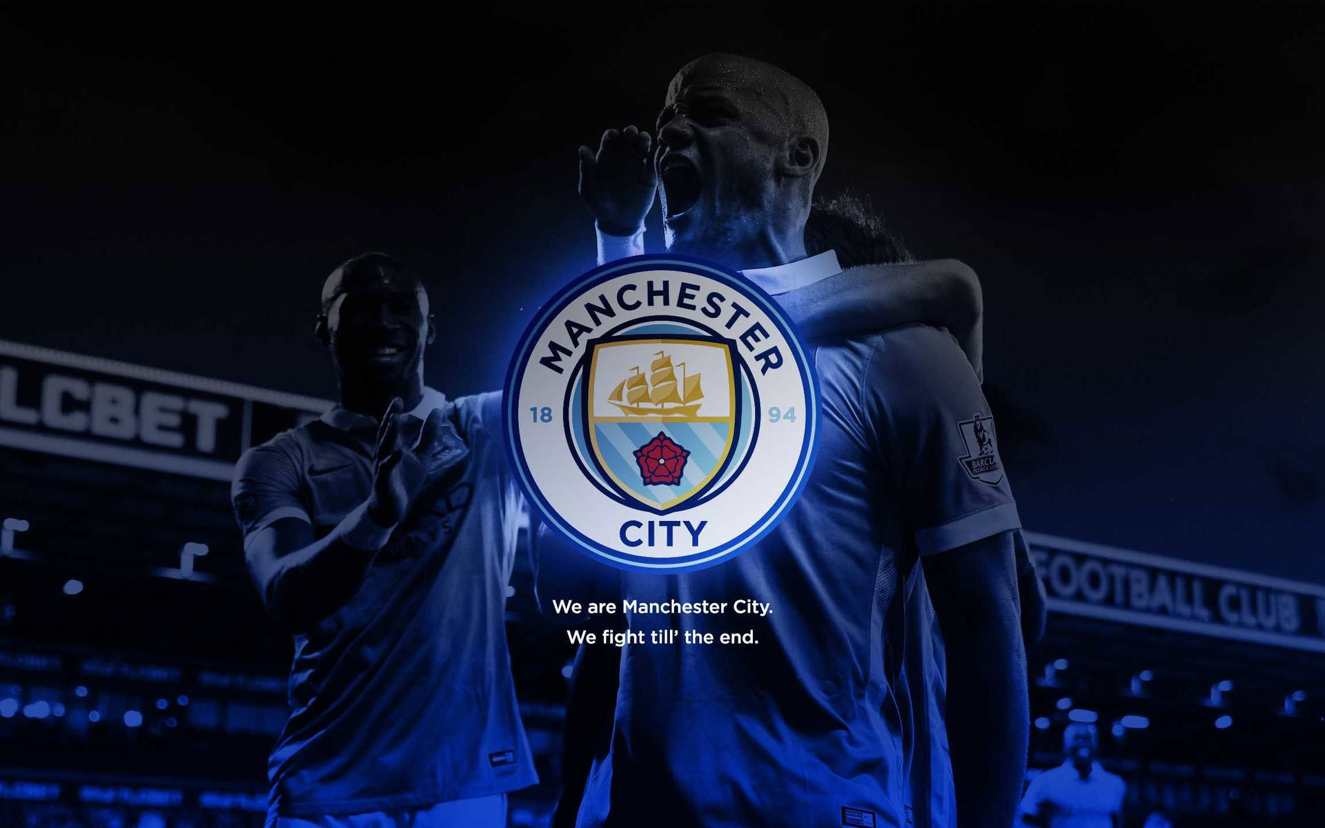 Download Manchester City Neon Blue Logo Wallpaper 