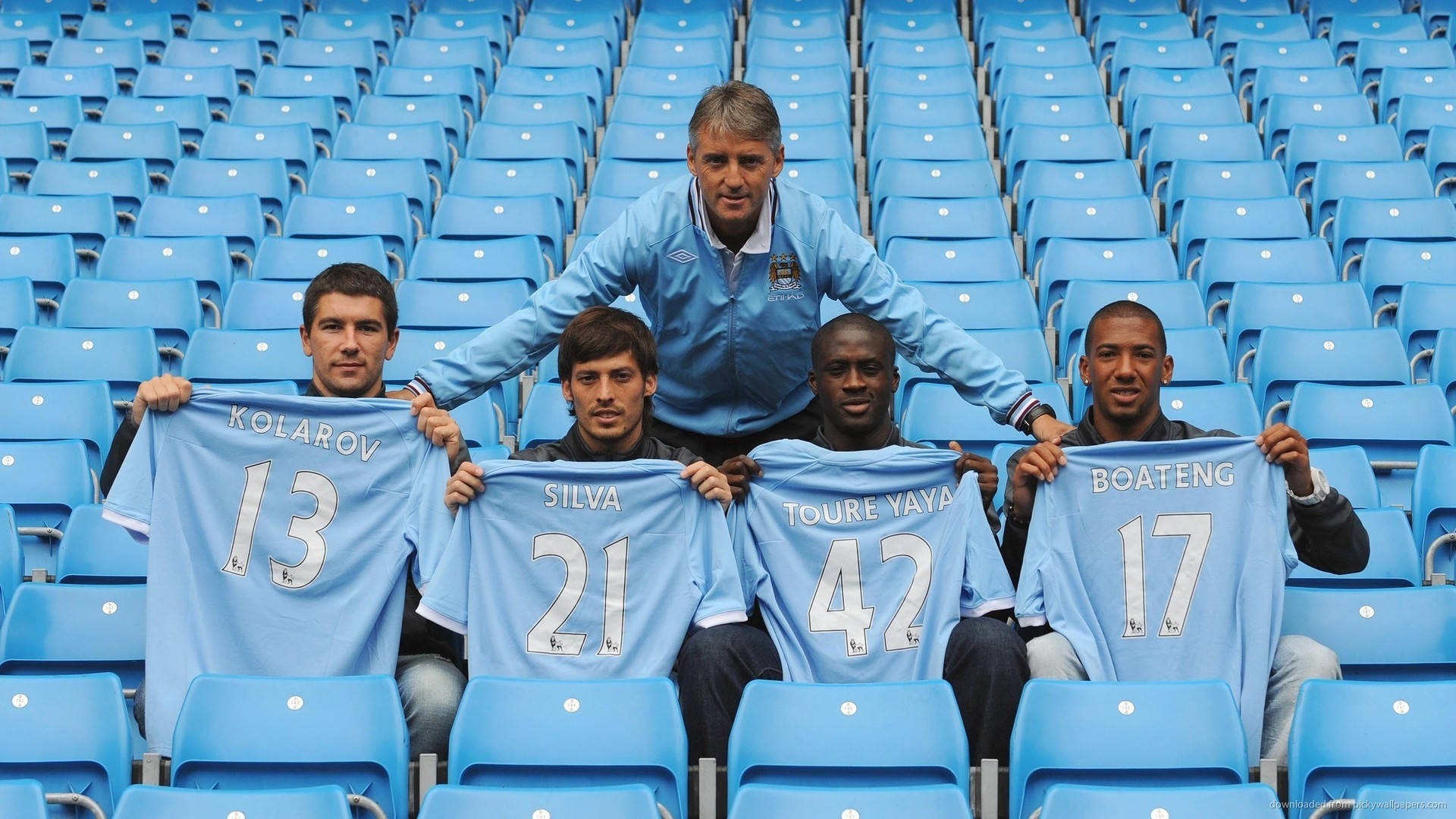 Manchester City Players Blue Shirt Background