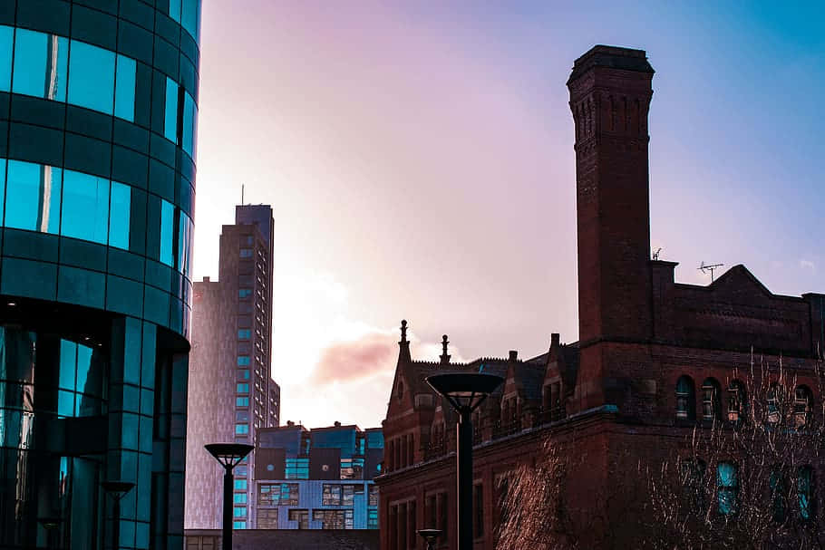 Manchester Sunset Skyline Wallpaper