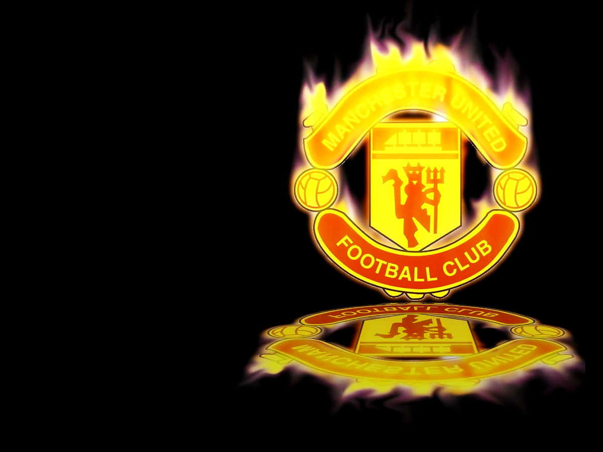 Manchester United Badge Flaming Reflection Wallpaper