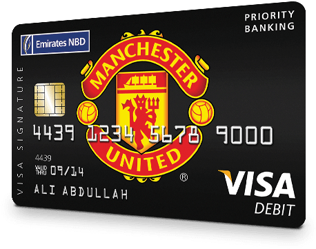 Manchester United Emirates N B D Visa Debit Card PNG