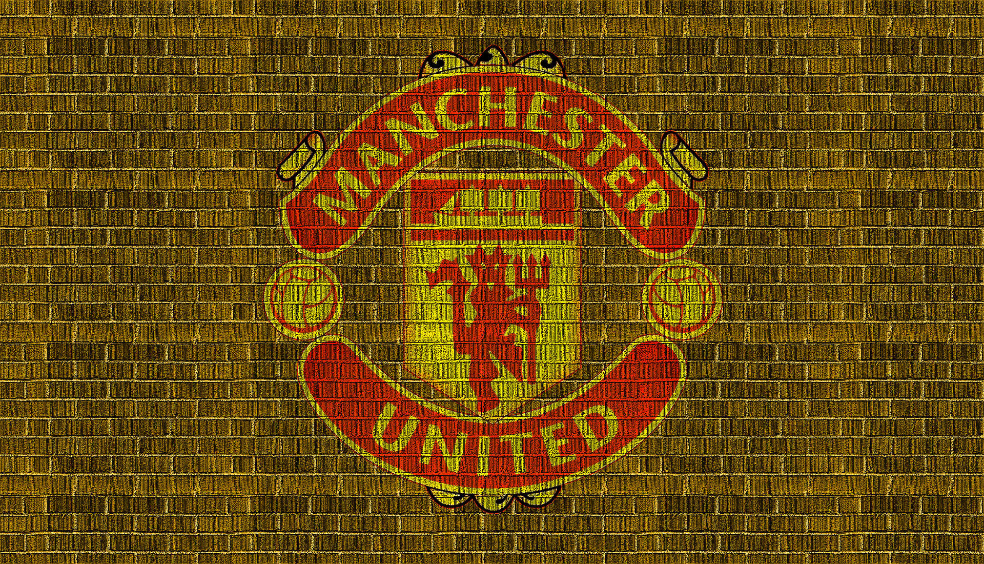 Manchester United Logo In Yellow Brick
