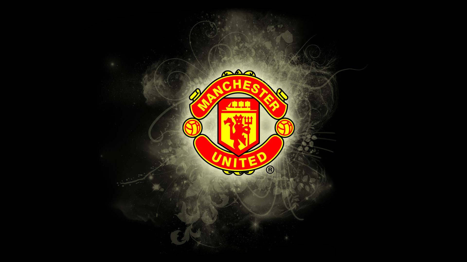 Manchester United-logo Med Grå Røg Wallpaper