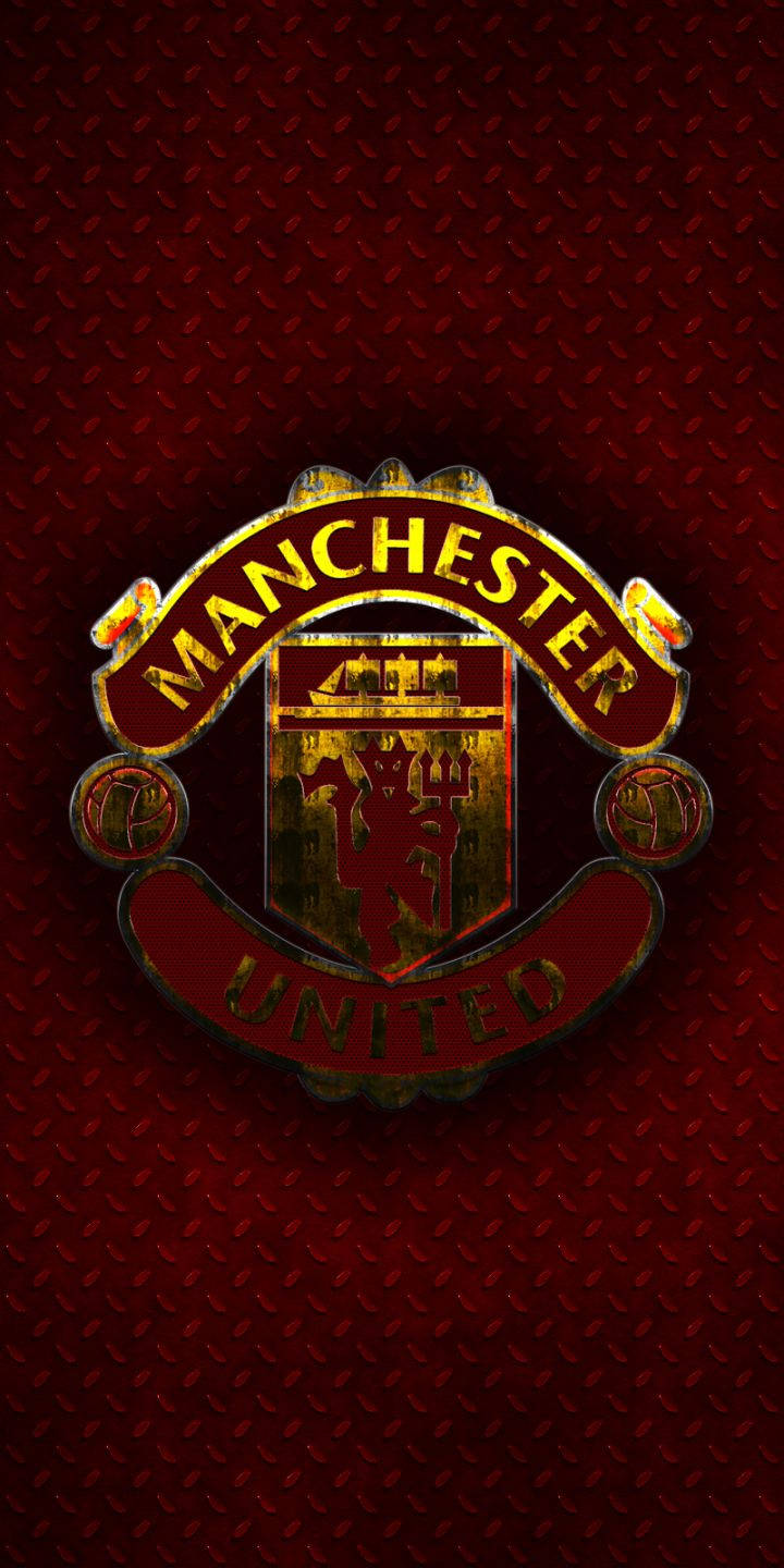 Manchester United-logo Med Metalmønster Wallpaper